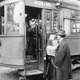 Precautions taken in Seattle, Washington during the “Spanish Influenza” pandemic would not permit anyone to ride on the street cars without wearing a mask. 1918.